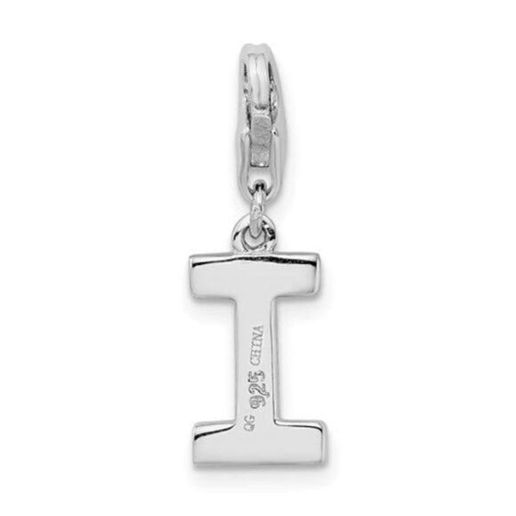 Amore La Vita Sterling Silver Rhodium-plated Polished CZ Letter I Initial Charm - Picture 3 of 3